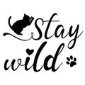 Cats rule the world, black and white vector graphics, English phrases,phrase illustrations of Cat claw design Royalty Free Stock Photo