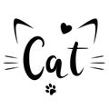 Cats rule the world, black and white vector graphics, English phrases,phrase illustrations of Cat claw design Royalty Free Stock Photo