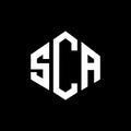 SCA letter logo design with polygon shape. SCA polygon and cube shape logo design. SCA hexagon vector logo template white and Royalty Free Stock Photo