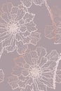 Scabiosa flower seamless pattern. Hand drawn abstract summer background. Line art with glossy gradient effect. Art illustration Royalty Free Stock Photo