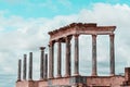 Scaenae frons of the Antique Roman Theatre in Merida, Spain. Royalty Free Stock Photo
