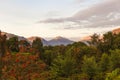 Scafell Pike over forest in the English Lake District Royalty Free Stock Photo