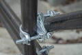 Scaffold new double fix clamp and scaffold pipes for build the temporary structure