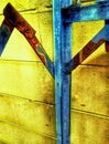  Aluminum painters scaffolding yellow wall rust blue metal