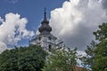 Scaffolding around the church tower Royalty Free Stock Photo