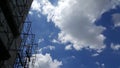 Scaffolding as safety equipment on a construction site with blue Royalty Free Stock Photo