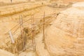 Scaffolding behind the great Sphinx in Giza plateau. Cairo, Egypt Royalty Free Stock Photo