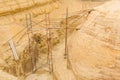 Scaffolding behind the great Sphinx in Giza plateau. Cairo, Egypt Royalty Free Stock Photo