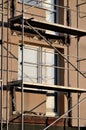 Scaffolding in building external thermo insulation protection