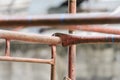 Scaffolding in construction. scaffold pipe clamp and parts Royalty Free Stock Photo