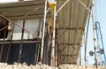 scaffolding of the construction site during the renovation of a Royalty Free Stock Photo