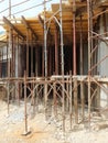 scaffolding of the construction site during the renovation of a