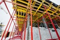 scaffolding and equipment with safety equipment at the construction site