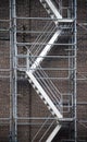 Scaffolding ladder against brick wall Royalty Free Stock Photo