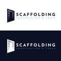 Scaffolding Logo Design. Building tool construction vector design. On navy blue, cyan, and white colors. Scaffold illustration Royalty Free Stock Photo