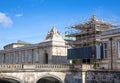 Scaffolding on the old parlament building en Copenhagen, Denmark. Restoration of architecture. Royalty Free Stock Photo