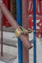 Scaffolding pipe clamp and parts. Royalty Free Stock Photo