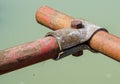 Scaffolding pipe clamp and parts, An important part of building strength to scaffold clamps in used close up on Royalty Free Stock Photo