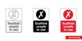 Scaffolding sign scaffold unsafe to use icon of 3 types color, black and white, outline. Isolated vector sign