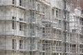 Scaffolding structure on a building. Construction architecture i