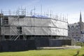 Scaffolding surrounding new house development for safe access to construction work Royalty Free Stock Photo