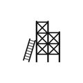 Scaffolding Vector Icon Isolated On Transparent Background, Scaffolding Logo Concept. Ladder, Scaffold, Stairs, Steps