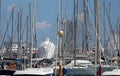 Scaffolding yacht and sailing yacht mats in palma de mallorca port