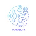 Scalability blue gradient concept icon