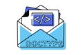 Scalable line icon showing coding email. Mail message with binary code line icon vector. email message with binary code sign. Royalty Free Stock Photo