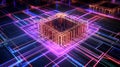 Scalable Quantum Processor Design | Large Qubit Grid with Layered Control Lines Royalty Free Stock Photo