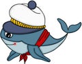 Cute whale with sailor hat Royalty Free Stock Photo