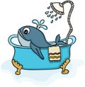 Little whale in bathtub with shower