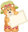 Teddy bear holding a blank sign Royalty Free Stock Photo