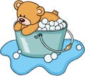 Teddy bear taking a bubble bath Royalty Free Stock Photo