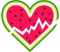 Broken heart made of watermelon