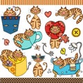 Cute cat set digital elements Royalty Free Stock Photo