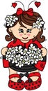 Cute ladybird girl with flowers Royalty Free Stock Photo