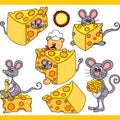 Cute mouse and cheese set digital elements Royalty Free Stock Photo