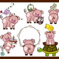 Cute pig set digital elements Royalty Free Stock Photo