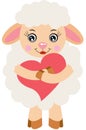 Cute sheep girl holding a heart Royalty Free Stock Photo