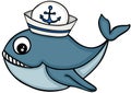 Cute whale with sailor hat Royalty Free Stock Photo