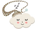 Funny cloud sleeping with hat