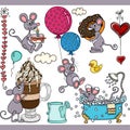 Happy mouse set digital elements Royalty Free Stock Photo