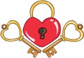 Heart padlock with two keys