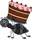 Little ant carrying a chocolate cake