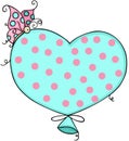 Lovely butterfly on blue heart balloon