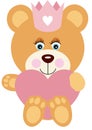 Princess teddy bear with a pink heart