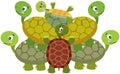 Set of stacked turtles playing Royalty Free Stock Photo