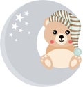 Sweet dreams cute teddy bear on the moon Royalty Free Stock Photo