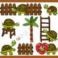 Turtle set digital elements Royalty Free Stock Photo